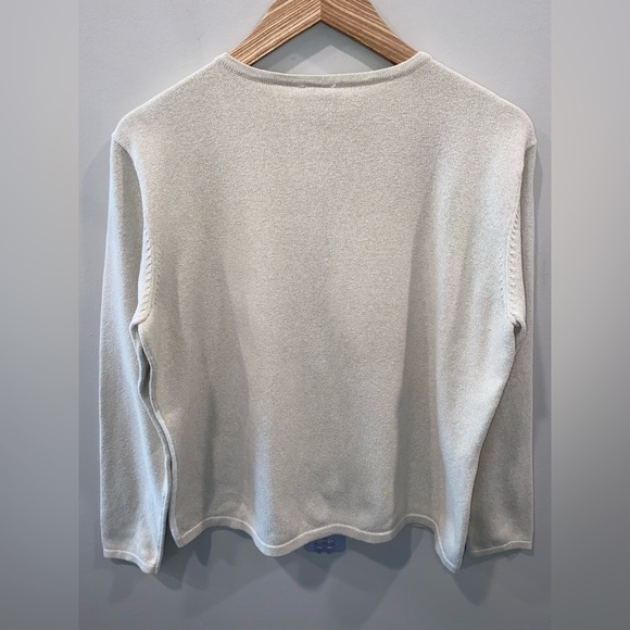 Emma James Beige White Floral Button Accents Knit Cardigan Sweater Women’s M - Picture 3 of 4